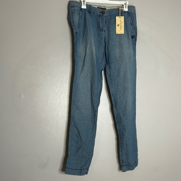 Brand NEW MAISON SCOTCH women’s linen straight leg trouser pants 29 blue stone - Picture 1 of 5